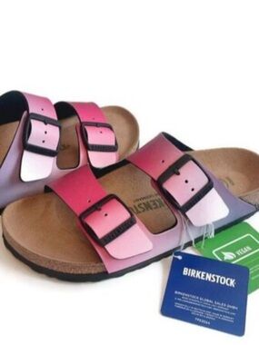 NWT Birkenstock Two-Strap Gradient Pink Slide Sandals EU 38 size 7.5